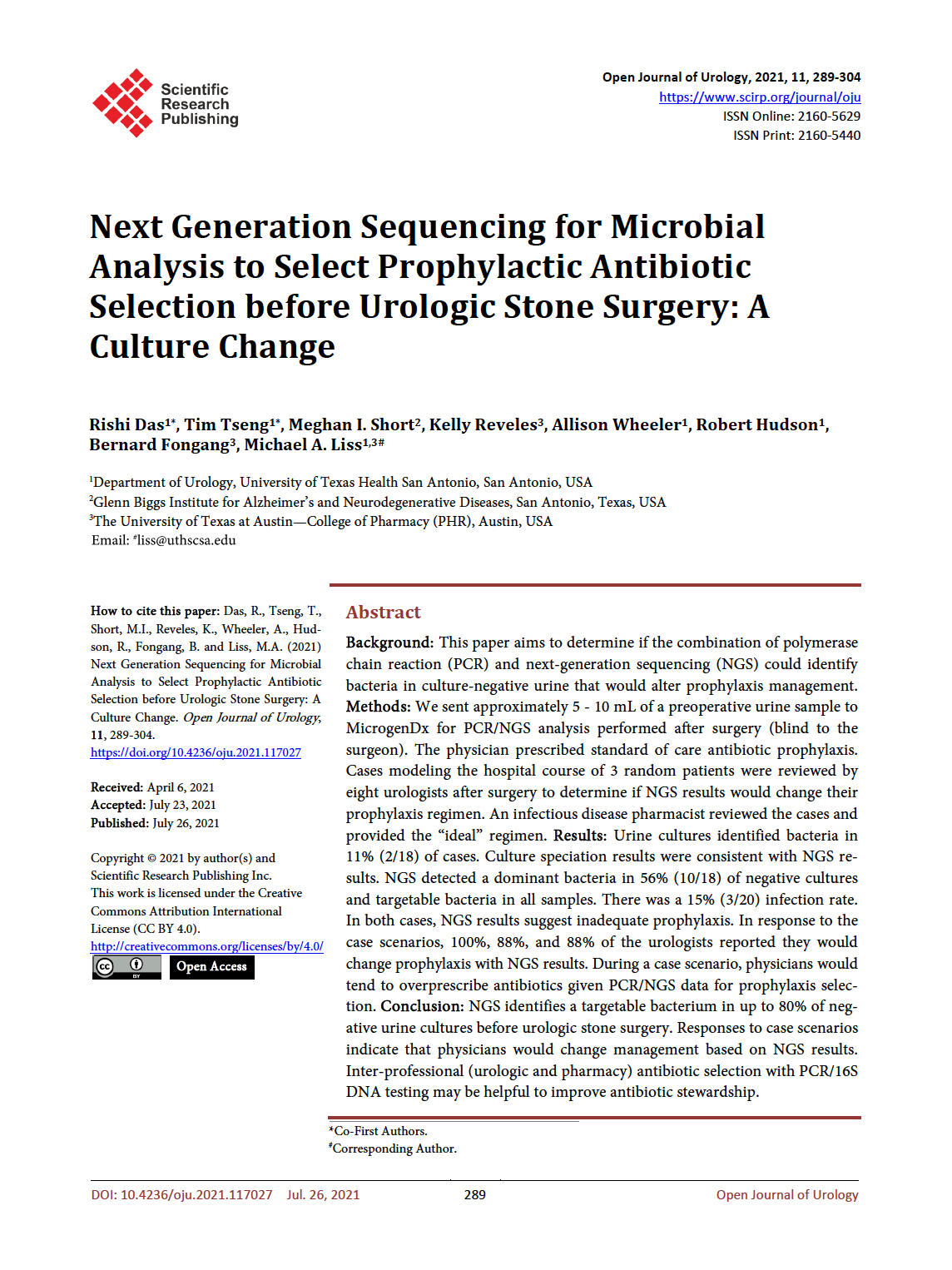 Next Generation Sequencing for Microbial Analysis to Select Prophylactic Antibiotic Selection before Urologic Stone Surgery: A Culture Change