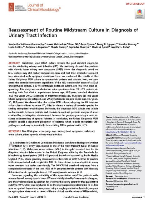 Reassessment of Routine Midstream Culture in Diagnosis of Urinary Tract Infection