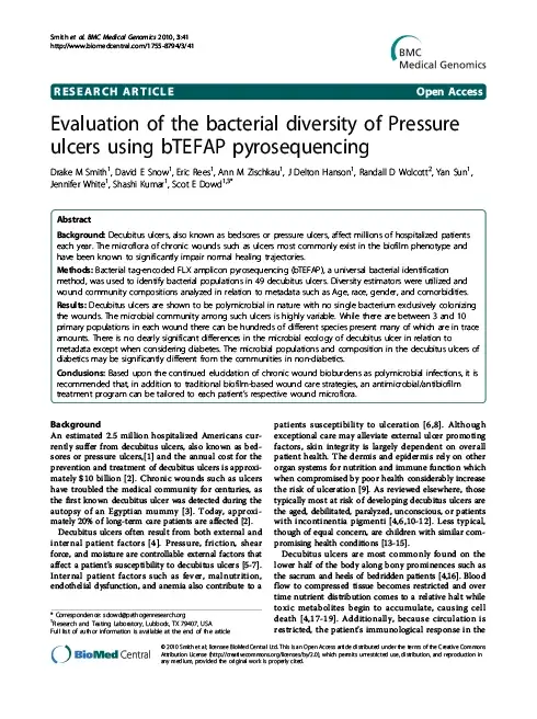 Evaluation of the bacterial diversity of pressure ulcers using bTEFAP pyrosequencing.