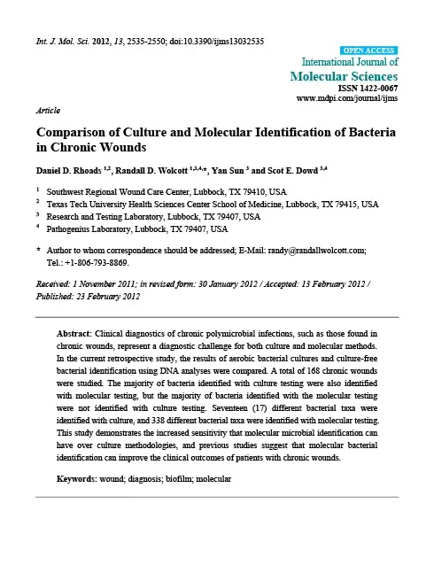 Comparison of culture and molecular identification of bacteria in chronic wounds.